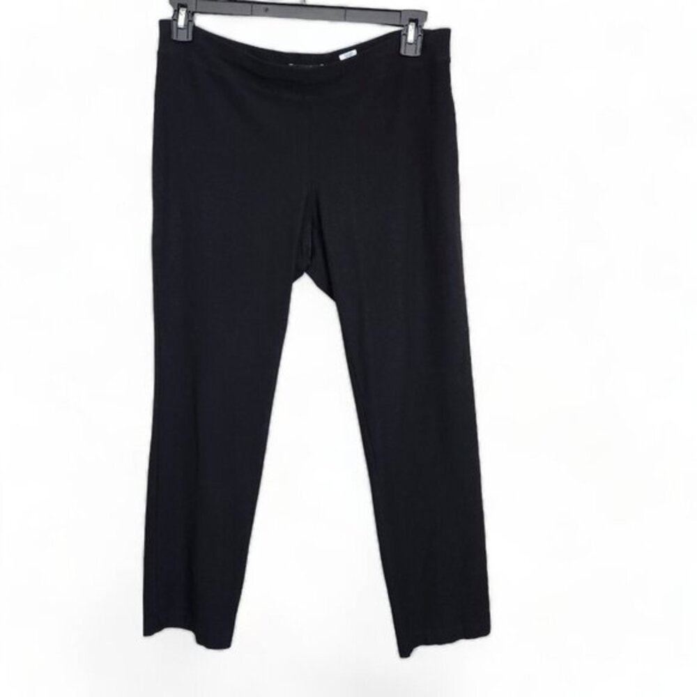 Eileen Fisher Womens Elastic Waist Pull on Pants Sz Small Black Ankle Viscose